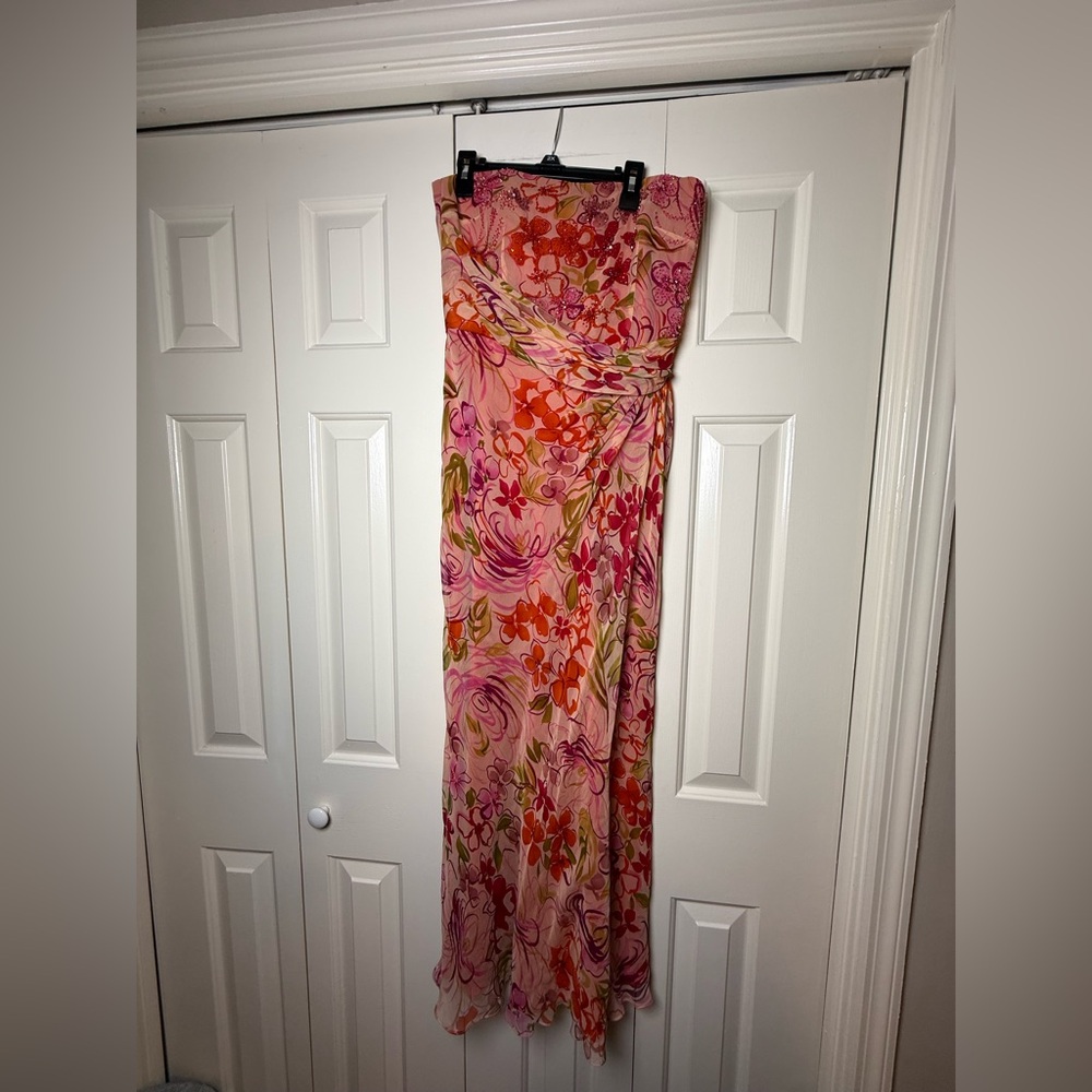 David‎ Meister Strapless Floral Maxi Dress